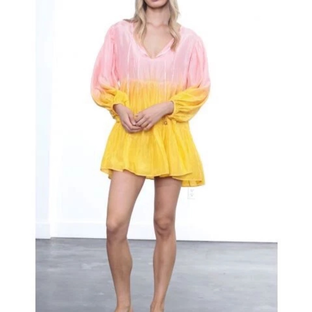 Karina Grimaldi Mia Mini Pink And Orange Ombre Dress Xs